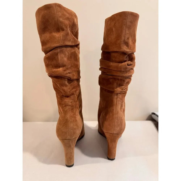 Theory Women's Suede Brown Leather Wedge Tall Boots Sz 39 US 8.5 - Picture 6 of 8